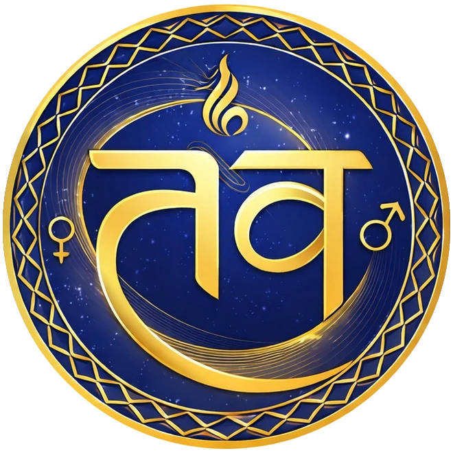 Navish emblem: gold and navy medallion with the तव mark